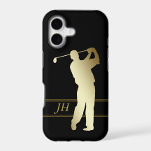 Gold Silhouette Golfer Monogram