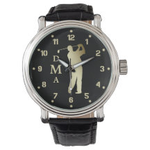 Gold Silhouette Golfer Monogram
