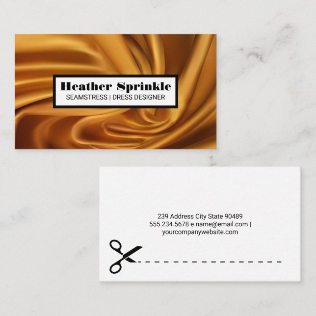 Gold Silk Fabric | Seamstress | Tailor Business Card (Front/Back)
