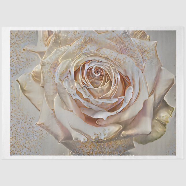 Gold Silk Simple Unique Rose Art Dream Tissue Paper (Front)