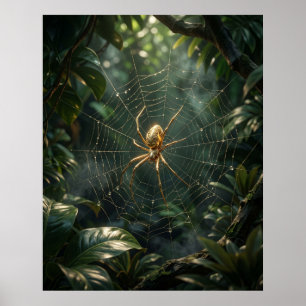 Gold Silk Spider Web Poster