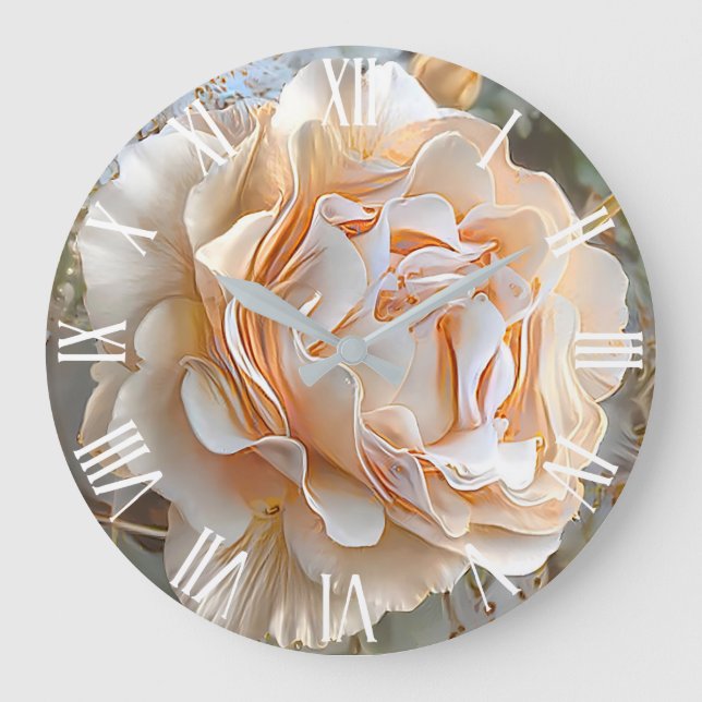 Gold Silk Unique Rose Art Dream Large Clock (Front)