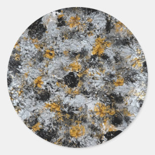 Gold, silver and black - handmade artwork classic round sticker