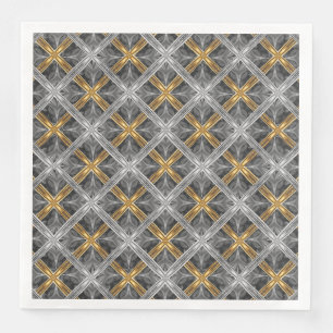 Gold, Silver, and Grey Laced Diamonds Pattern Napkin