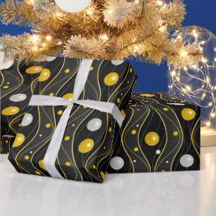 Gold Silver Black Art Deco Pattern Wrapping Paper
