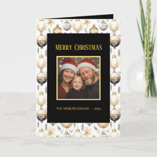 Gold Silver Black Ornaments Photo Christmas Card