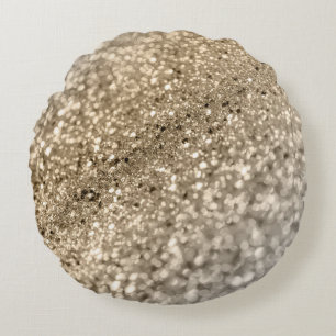 Gold Silver Bokeh Glitter #1 (Faux Glitter) #decor Round Pillow