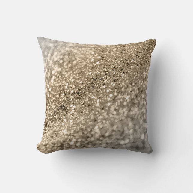 Gold Silver Bokeh Glitter #1 (Faux Glitter) #decor Throw Pillow (Front)