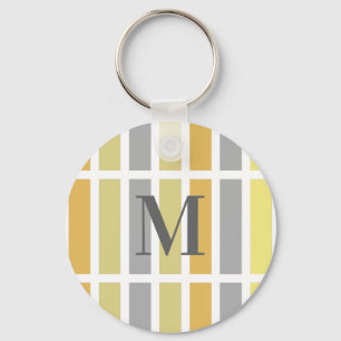 Gold Silver Bronze Metal Hues Monogram Keychain