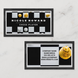 Gold Silver Chess Pieces Business Card