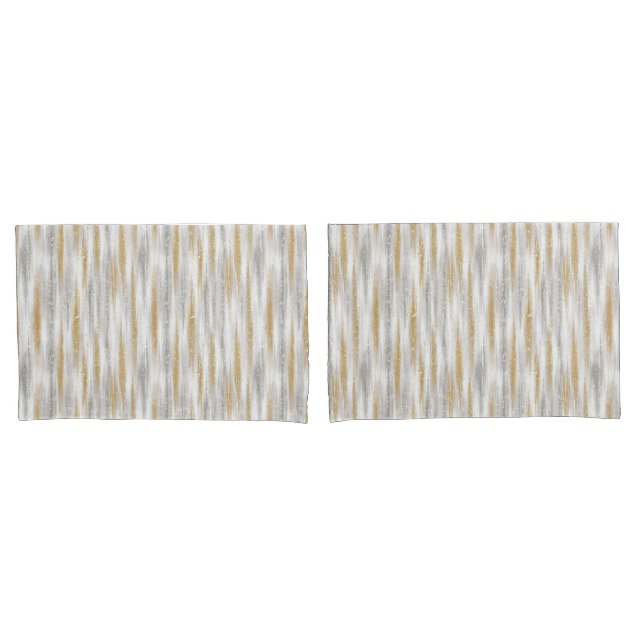 Gold Silver Chic Glam Glitzy Black Stripes Pillowcase (Front-Set)