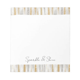 Gold Silver Chic Glam Glitzy Stripes Sparkle  Notepad