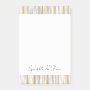 Gold Silver Chic Glam Glitzy Stripes Sparkle Post-it Notes