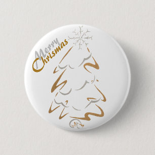 Gold & Silver Chrismas Tree 2 Inch Round Button