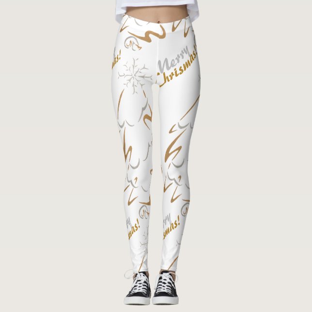 Gold & Silver Chrismas Tree Leggings (Front)