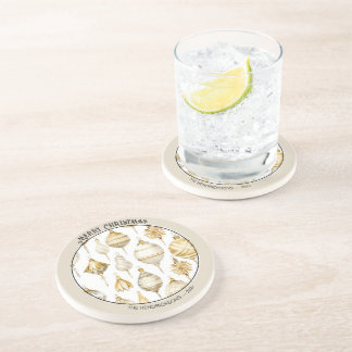 Gold Silver Christmas Ornaments Sandstone Coaster