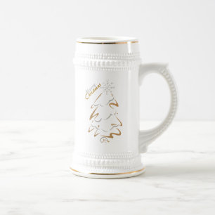 Gold & Silver Christmas Tree Beer Stein