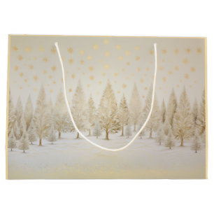 Gold Silver Christmas Trees Gift Bag