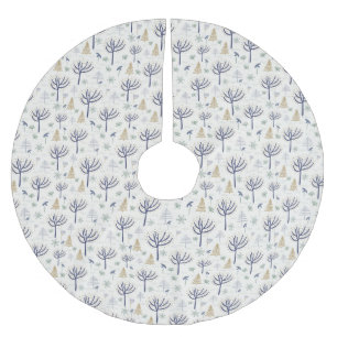 Gold Silver Christmas Trees Lights and Ornaments Brushed Polyester Tree Skirt