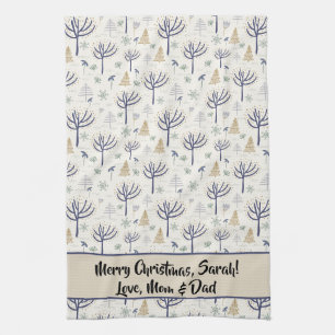 Gold Silver Christmas Trees Lights and Ornaments Kitchen Towel