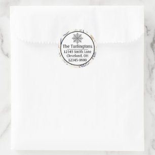 Gold Silver Christmas Trees Lights Return Address Classic Round Sticker