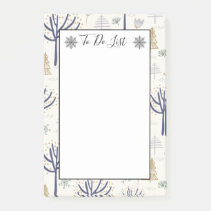 Gold Silver Christmas Trees Lights To Do List Post-it Notes