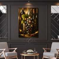 Gold Silver Copper Grapes & Wine Graphic Art