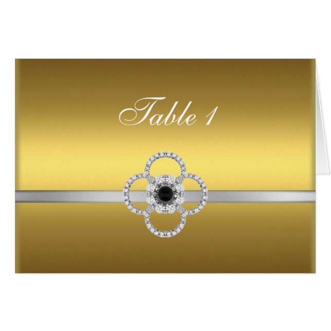 Gold Silver Diamond Black Jewel Table Card 1 (Front Horizontal)