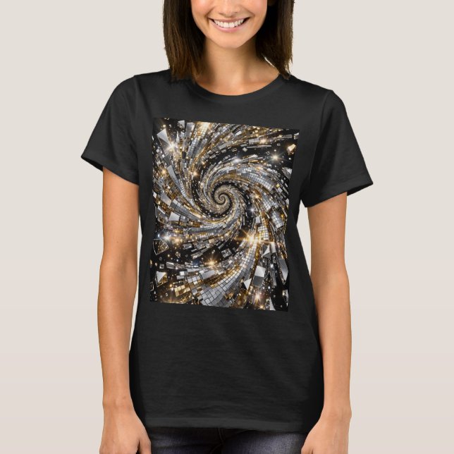 Gold & Silver Disco Spiral Vortex T-Shirt (Front)