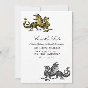 Gold Silver Dragon Save the Date Invite