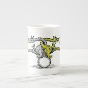 Gold & Silver Dragon Symbol Bone China Mug
