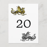 Gold Silver Dragon Table Number Postcard