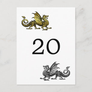 Gold Silver Dragon Table Number Postcard
