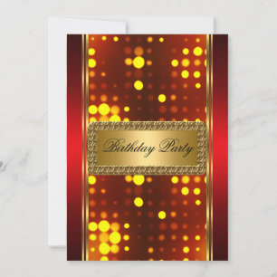 Gold Silver Fire Red Art Deco Invitation
