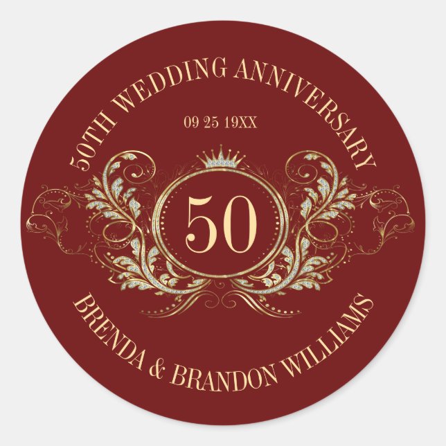 Gold & Silver Frame with a Crown Square Sticker (Front)