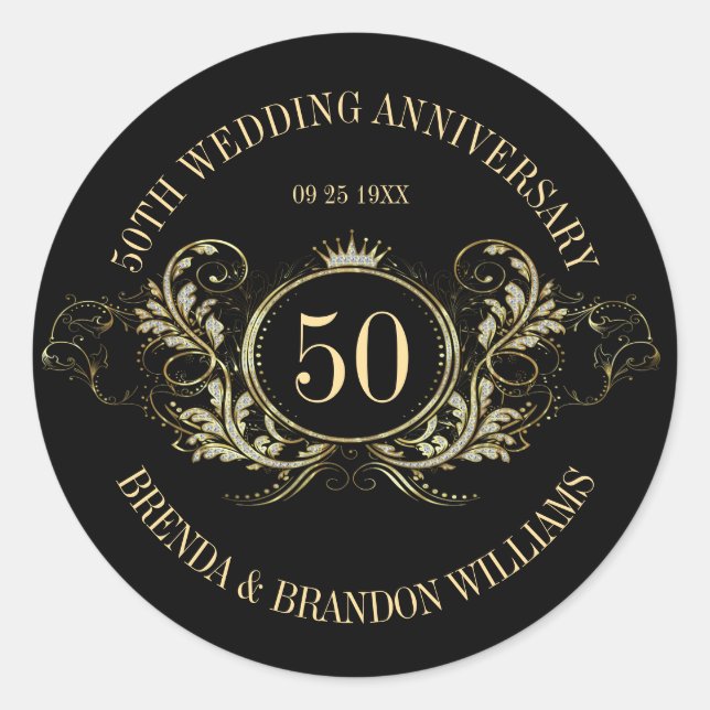 Gold & Silver Frame with a Crown Square Sticker (Front)