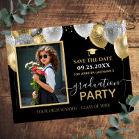 Gold Silver Graduation Party Photo Save the Date