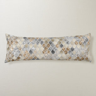 Gold Silver Gray Mermaid Scales Glam #1  Body Pillow