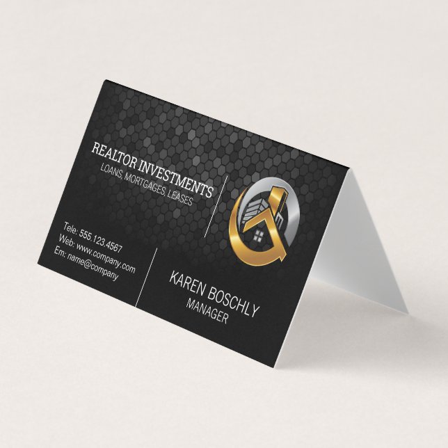 Gold Silver House and Building Logo Business Card (Front)