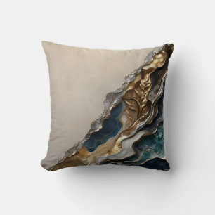 Gold Silver Luxury Marble Home Decor Gift Throw Pillow