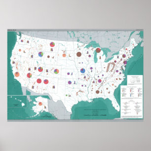 Gold Silver Major Metals Map of the United States Poster