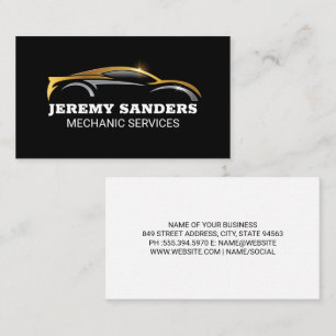 Gold Silver Metallic Sports Car Business Card