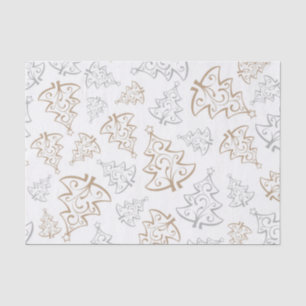 Gold Silver Modern Christmas Tree Flourish Tissue Paper