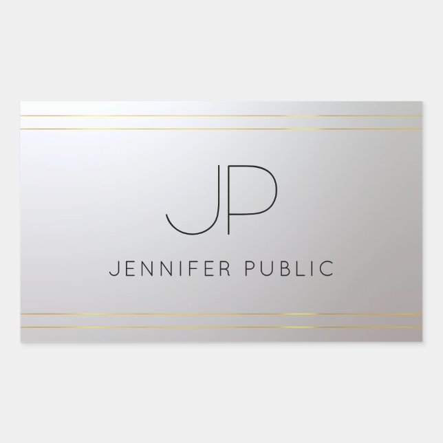 Gold Silver Monogram Template Initial Letter Sticker (Front)