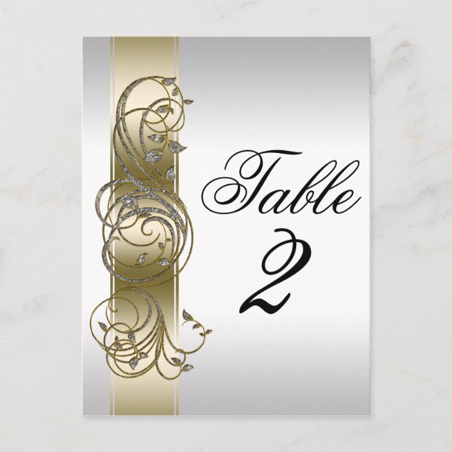 Gold Silver Ornate Formal  Table Number Postcard (Front)