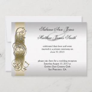 Gold Silver Ornate Formal Wedding Announcement