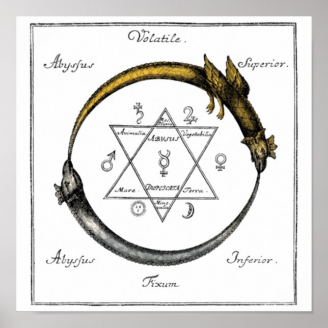 Gold & Silver Ouroboros Symbol Poster (Front)