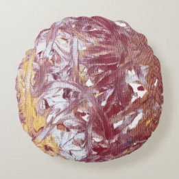 Gold, Silver, Red, Rose Gold, Marble Artwork Round Pillow