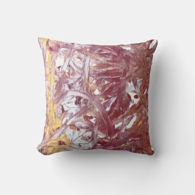 Gold, Silver, Red, Rose Gold, Marble Artwork Throw Pillow (Front)