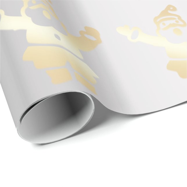 Gold & Silver Santa Claus Christmas Pattern Wrapping Paper (Roll Corner)